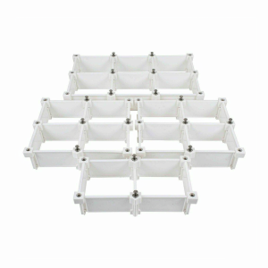 Adjustable drawer divider set of eight pieces on a white background